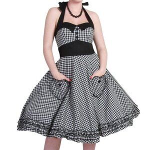Hell Bunny Gingham Halter Dress with Heart Pockets